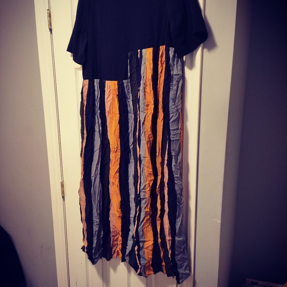 Shein black top with multi color bottom dress, size small